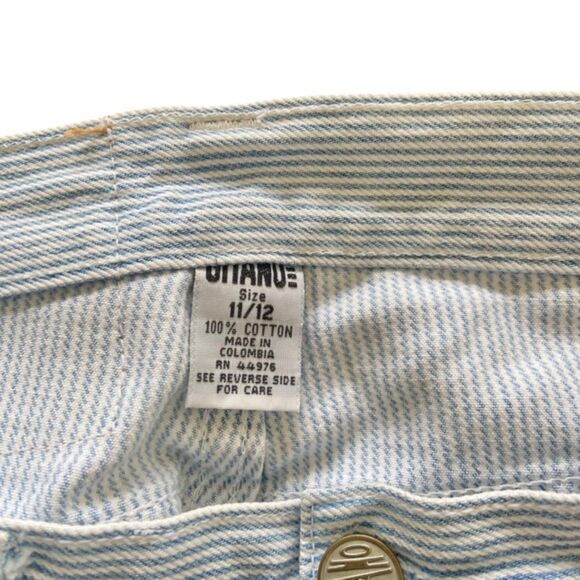 Gitano Vntg 90s High Waist Pin Stripe 100% Cotton Button Shorts Size 11/12 28x5 - Picture 9 of 10